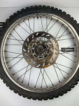 vordere Speichenfelge mit Stollenreifen, Derbi/Aprilia/Gilera, 80/90-21, 12mm Achsdurchmesser