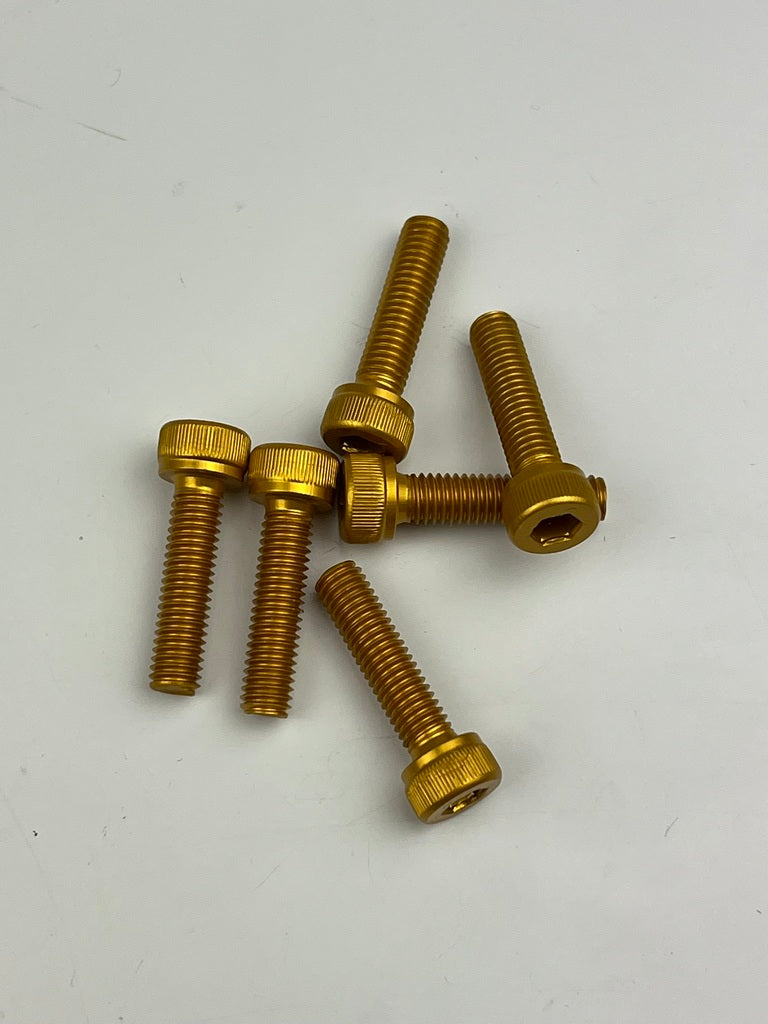 Schraubensatz Alu gold, M5, versch. Längen, 6 Stk.