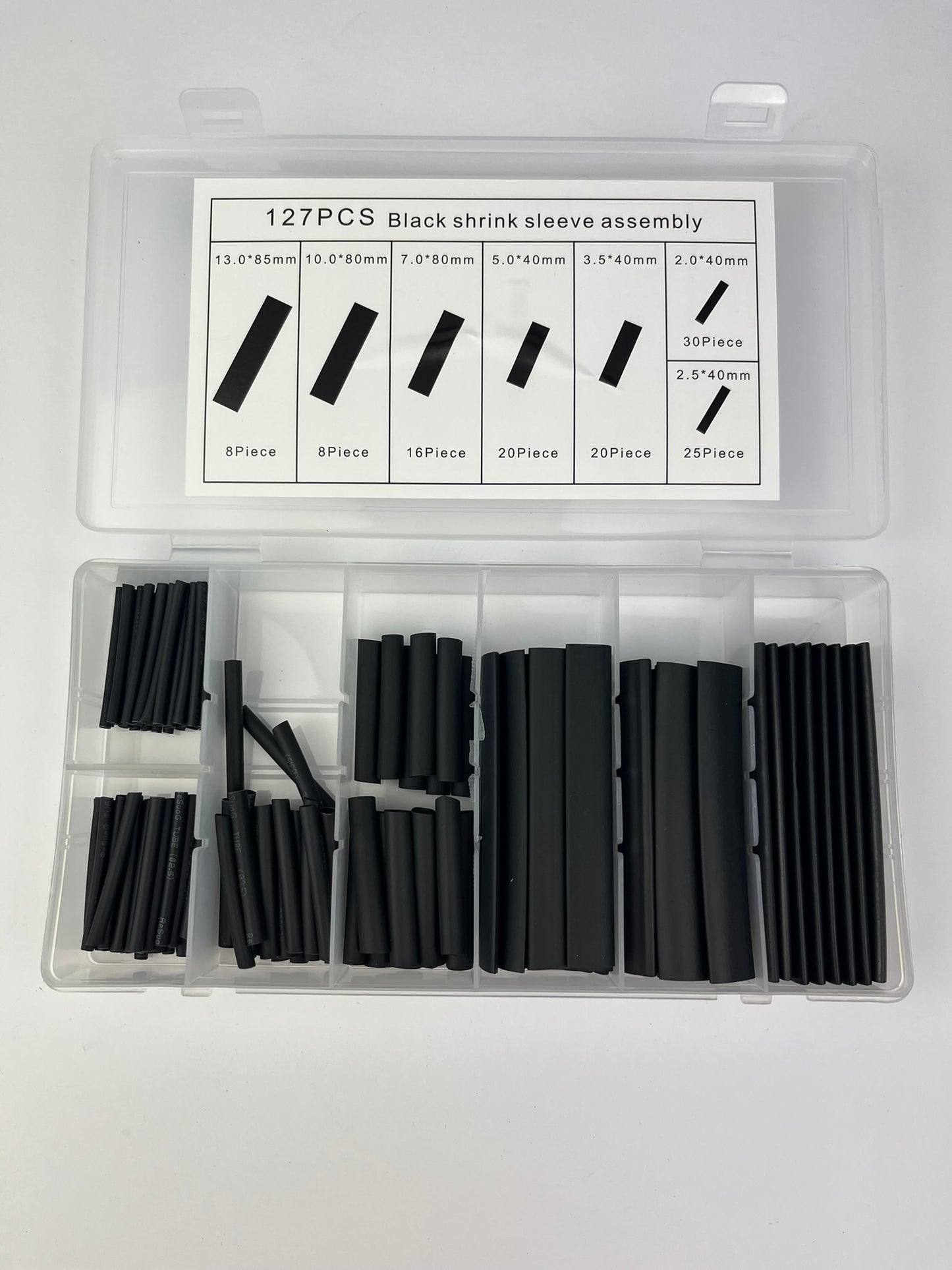 Schrumpfschlauch Sortiment, 127 Stück, 2-13mm