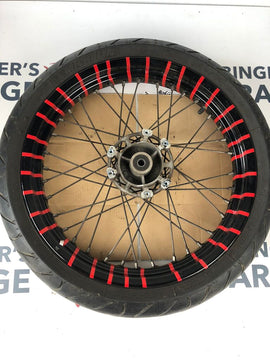 vordere Speichenfelge mit Reifen, Derbi/Aprilia/Gilera, 100/80-17, 12mm Achsdurchmesser
