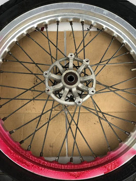vordere Speichenfelge mit Reifen, Derbi/Aprilia/Gilera, 110/80-17, 15mm Achsdurchmesser