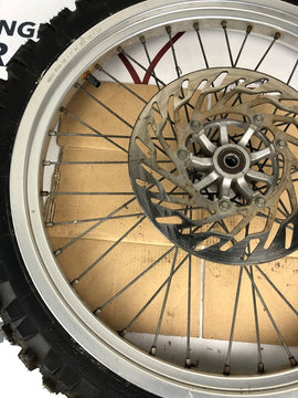 vordere Speichenfelge mit Stollenreifen, Derbi/Aprilia/Gilera, 90/90-21, 15mm Achsdurchmesser