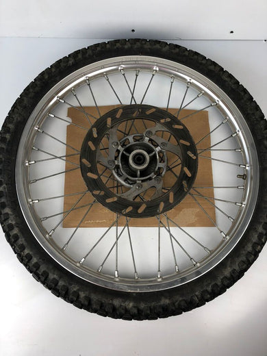vordere Speichenfelge mit Stollenreifen, Derbi/Aprilia/Gilera, 80/90-21, 12mm Achsdurchmesser
