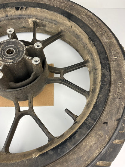 hintere Gussfelge mit Reifen, Rieju, 130/70-17, 15mm Achsdurchmesser