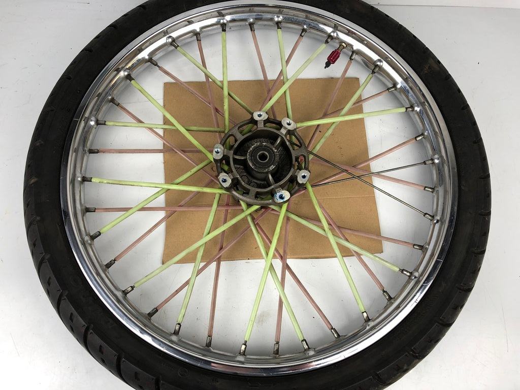 vordere Speichenfelge mit SM Reifen, Derbi/Aprilia/Gilera, 80/90-21, 12mm Achsdurchmesser