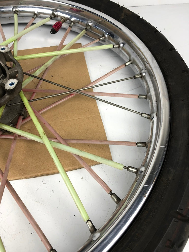 vordere Speichenfelge mit SM Reifen, Derbi/Aprilia/Gilera, 80/90-21, 12mm Achsdurchmesser