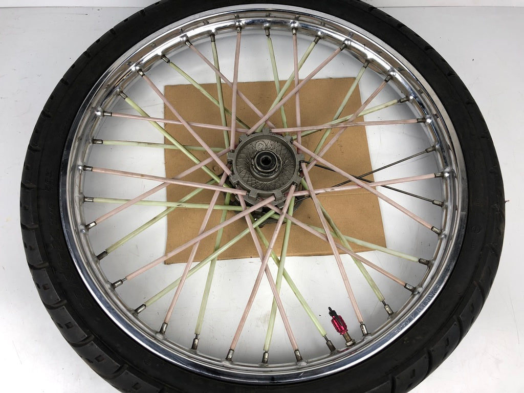 vordere Speichenfelge mit SM Reifen, Derbi/Aprilia/Gilera, 80/90-21, 12mm Achsdurchmesser