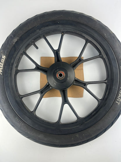 vordere Gussfelge mit Reifen, Derbi/Aprilia ab 2011, 100/80-17, 15mm Achsdurchmesser