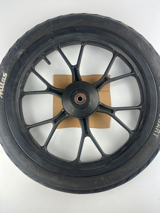 vordere Gussfelge mit Reifen, Derbi/Aprilia ab 2011, 100/80-17, 15mm Achsdurchmesser