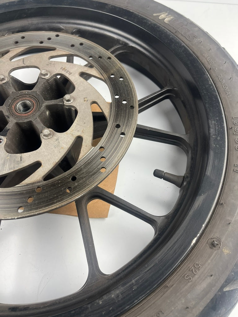vordere Gussfelge mit Reifen, Derbi/Aprilia ab 2011, 100/80-17, 15mm Achsdurchmesser