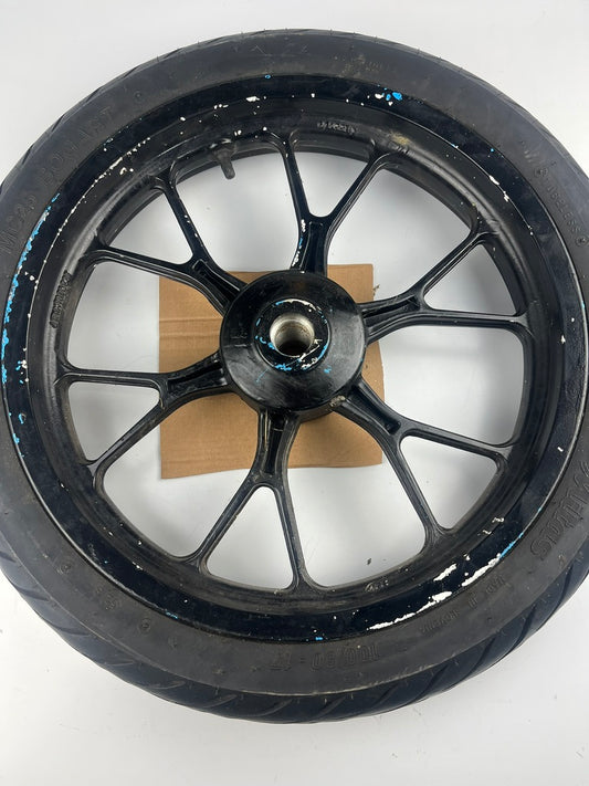 vordere Gussfelge mit Reifen, Derbi/Aprilia ab 2011, 100/80-17, 15mm Achsdurchmesser