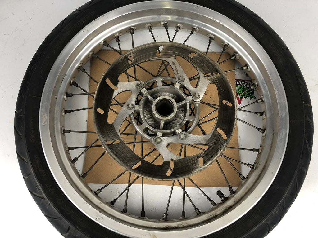 vordere Speichenfelge mit Reifen, Derbi/Aprilia/Gilera, 100/80-17, 12mm Achsdurchmesser