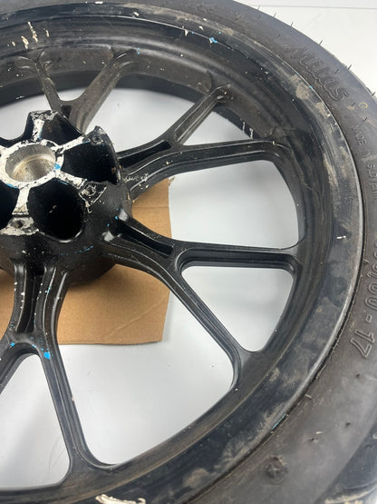 vordere Gussfelge mit Reifen, Derbi/Aprilia ab 2011, 100/80-17, 15mm Achsdurchmesser