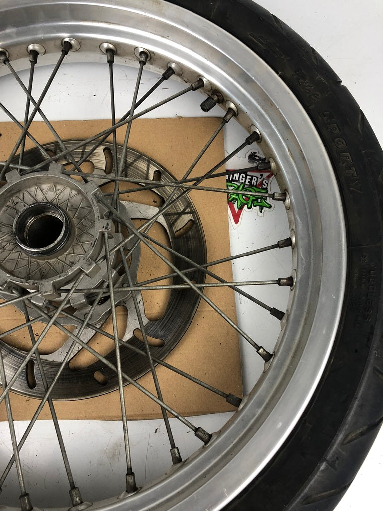 vordere Speichenfelge mit Reifen, Derbi/Aprilia/Gilera, 100/80-17, 12mm Achsdurchmesser