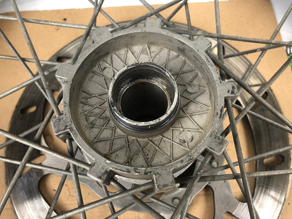 vordere Speichenfelge mit Reifen, Derbi/Aprilia/Gilera, 100/80-17, 12mm Achsdurchmesser