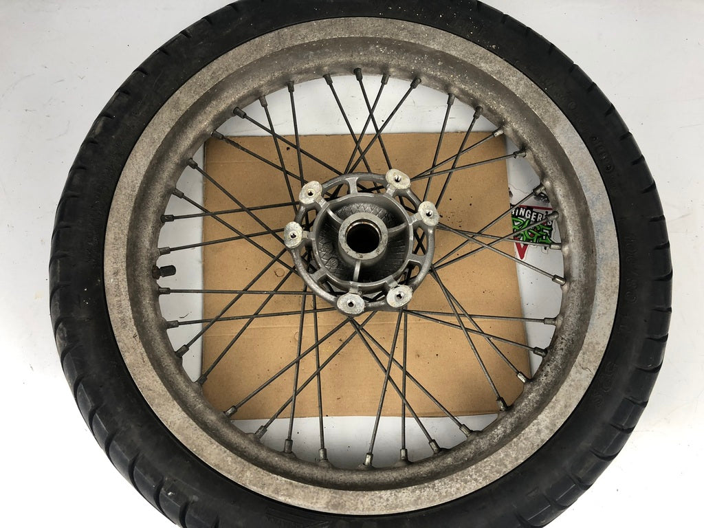 vordere Speichenfelge mit Reifen, Derbi/Aprilia/Gilera, 100/80-17, 12mm Achsdurchmesser