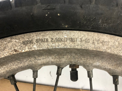 vordere Speichenfelge mit Reifen, Derbi/Aprilia/Gilera, 100/80-17, 12mm Achsdurchmesser