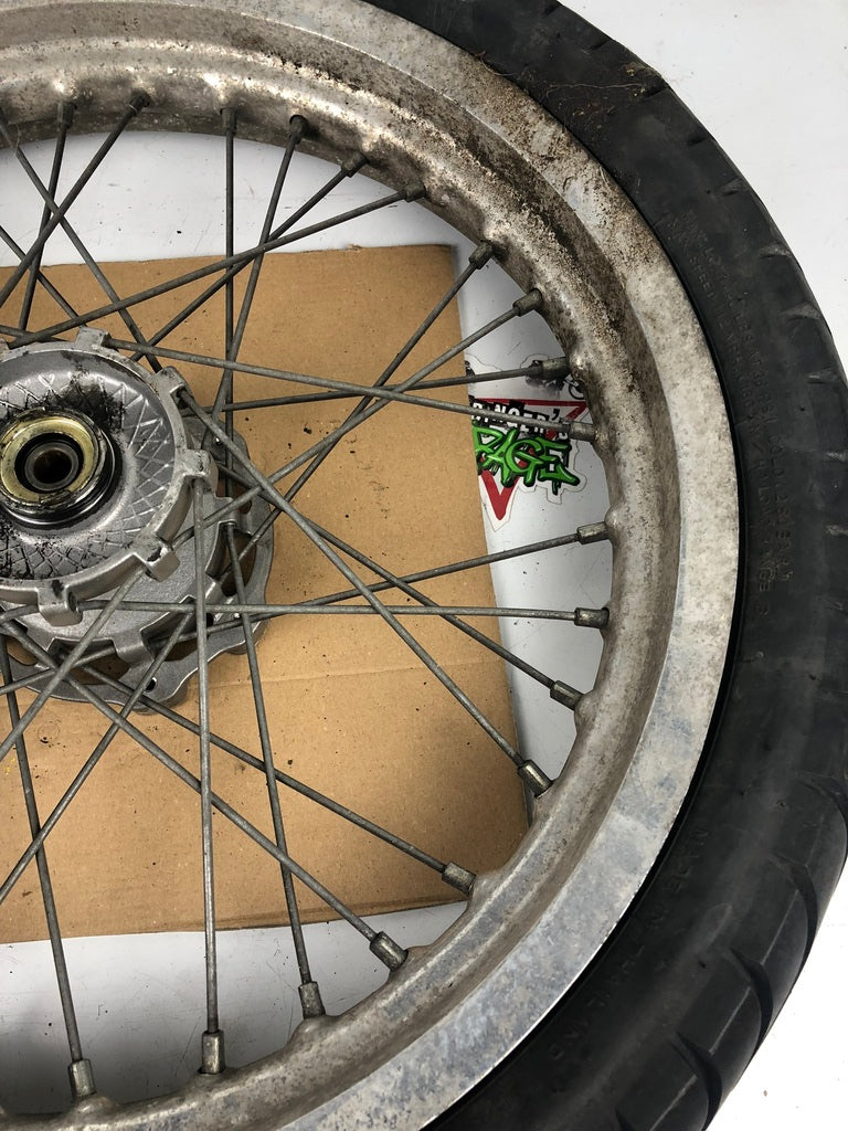 vordere Speichenfelge mit Reifen, Derbi/Aprilia/Gilera, 100/80-17, 12mm Achsdurchmesser
