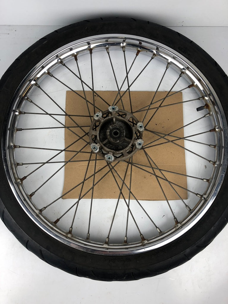 vordere Speichenfelge mit SM Reifen, Derbi/Aprilia/Gilera, 80/90-21, 12mm Achsdurchmesser