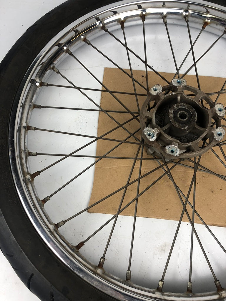 vordere Speichenfelge mit SM Reifen, Derbi/Aprilia/Gilera, 80/90-21, 12mm Achsdurchmesser
