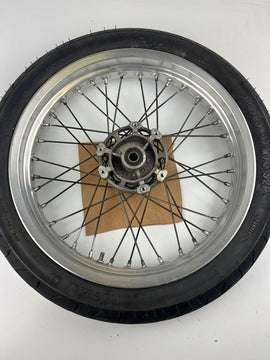 vordere Speichenfelge mit Reifen, Derbi/Aprilia/Gilera, 100/80-17, 15mm Achsdurchmesser