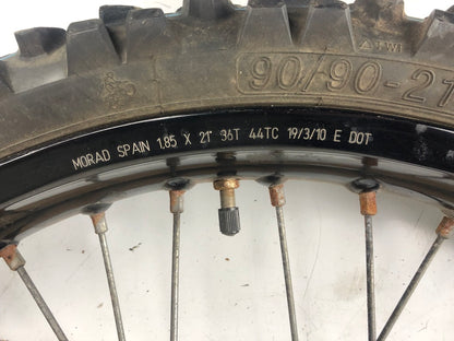 vordere Speichenfelge mit Stollenreifen, Derbi/Aprilia/Gilera, 90/90-21, 15mm Achsdurchmesser