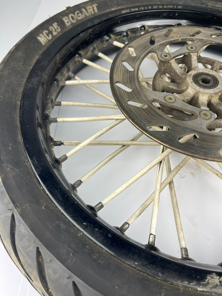 vordere Speichenfelge mit Reifen, Derbi/Aprilia/Gilera, 100/80-17, 12mm Achsdurchmesser