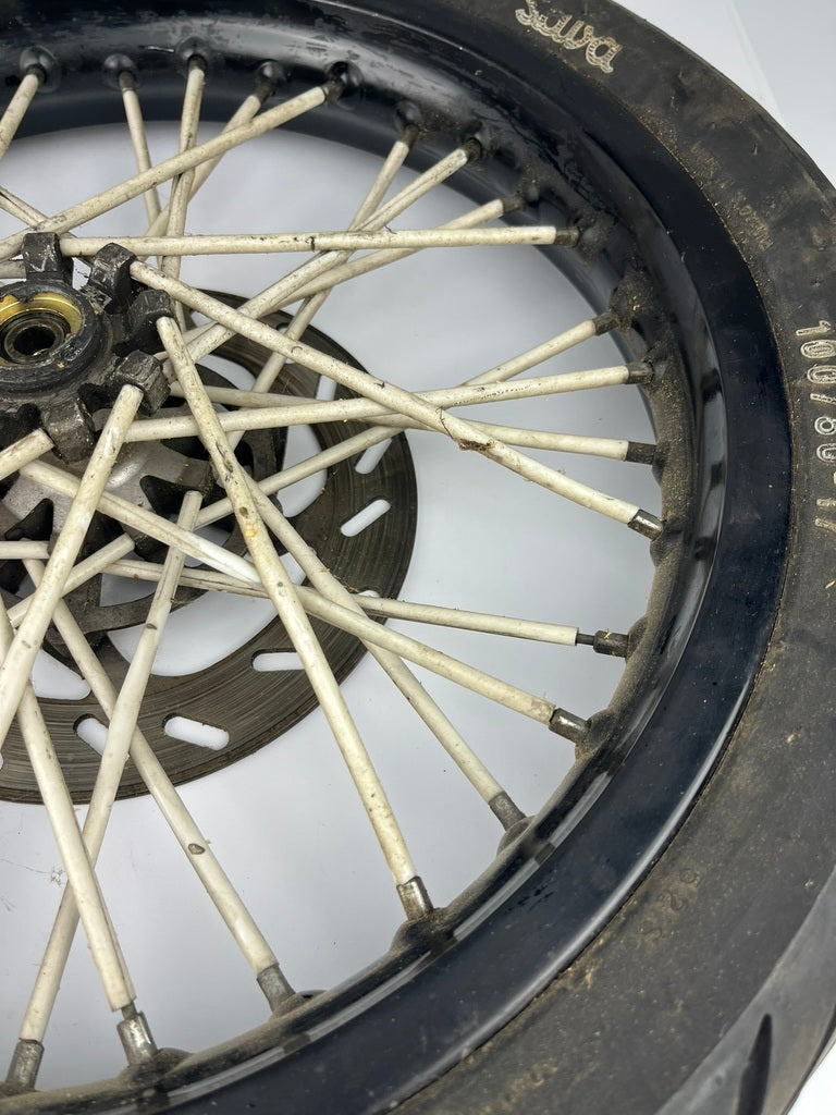 vordere Speichenfelge mit Reifen, Derbi/Aprilia/Gilera, 100/80-17, 12mm Achsdurchmesser