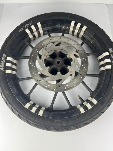 vordere Gussfelge mit Reifen, Derbi/Aprilia ab 2011, 100/80-17, 15mm Achsdurchmesser