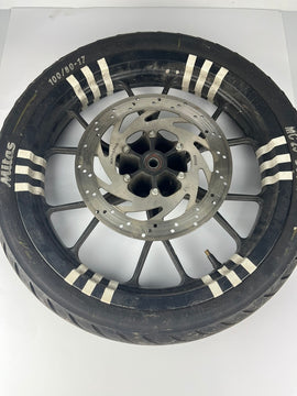 vordere Gussfelge mit Reifen, Derbi/Aprilia ab 2011, 100/80-17, 15mm Achsdurchmesser