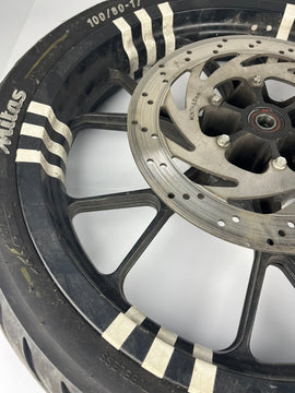 vordere Gussfelge mit Reifen, Derbi/Aprilia ab 2011, 100/80-17, 15mm Achsdurchmesser