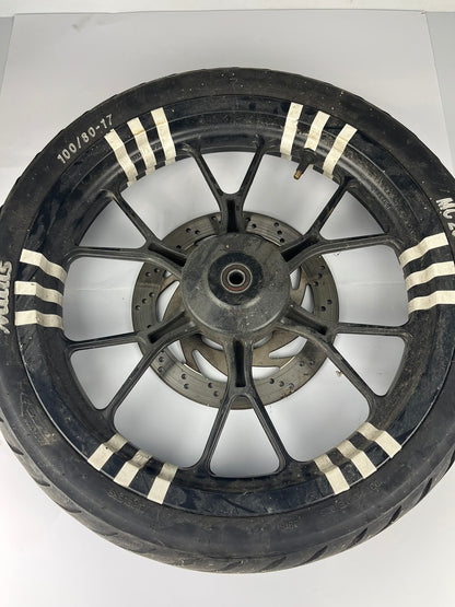 vordere Gussfelge mit Reifen, Derbi/Aprilia ab 2011, 100/80-17, 15mm Achsdurchmesser