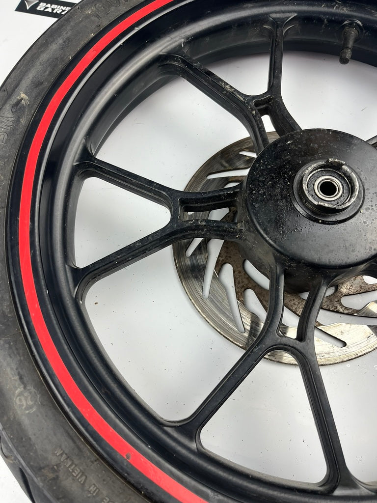 vordere Gussfelge mit Reifen, Motorhispania, 100/80-17, 12/15mm Achsdurchmesser