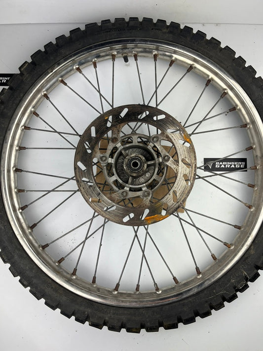 vordere Speichenfelge mit Stollenreifen, Derbi/Aprilia/Gilera, 80/90-21, 12mm Achsdurchmesser