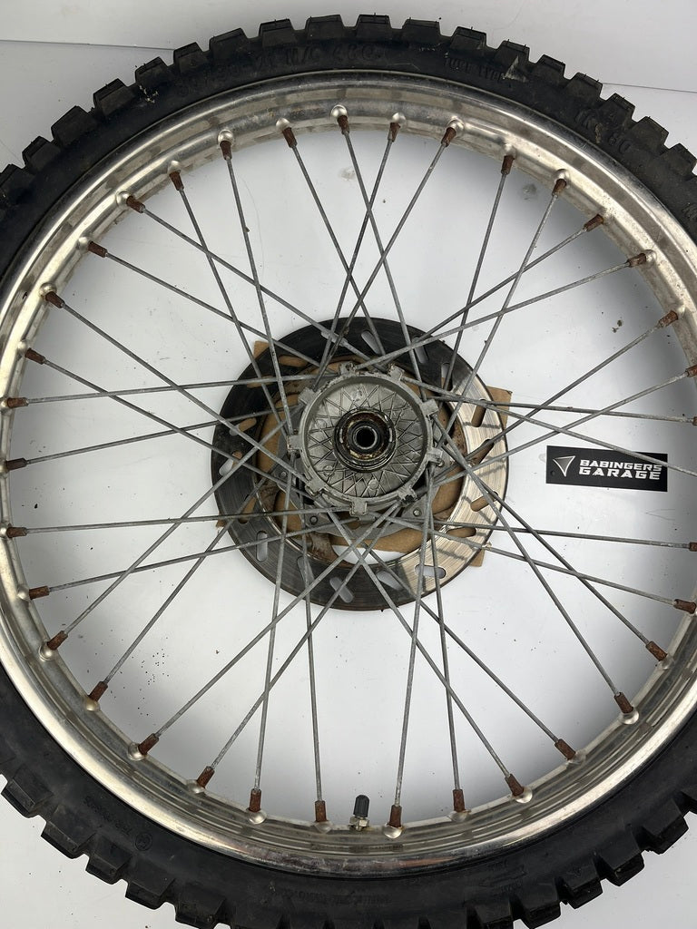 vordere Speichenfelge mit Stollenreifen, Derbi/Aprilia/Gilera, 80/90-21, 12mm Achsdurchmesser