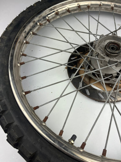 vordere Speichenfelge mit Stollenreifen, Derbi/Aprilia/Gilera, 80/90-21, 12mm Achsdurchmesser