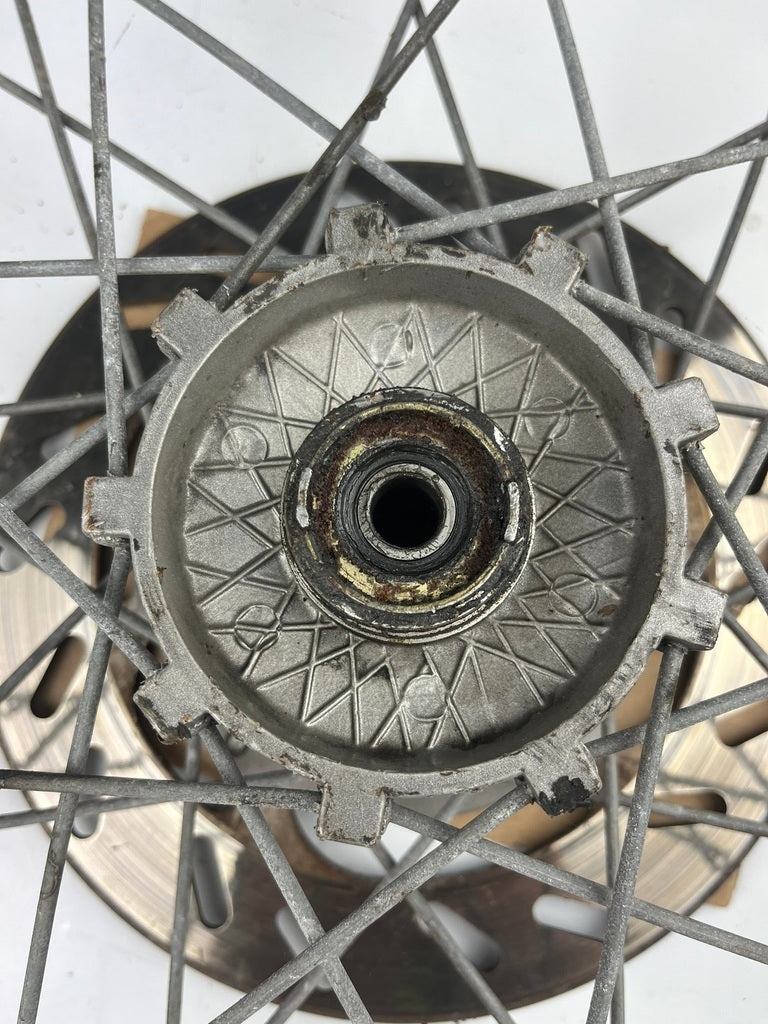 vordere Speichenfelge mit Stollenreifen, Derbi/Aprilia/Gilera, 80/90-21, 12mm Achsdurchmesser