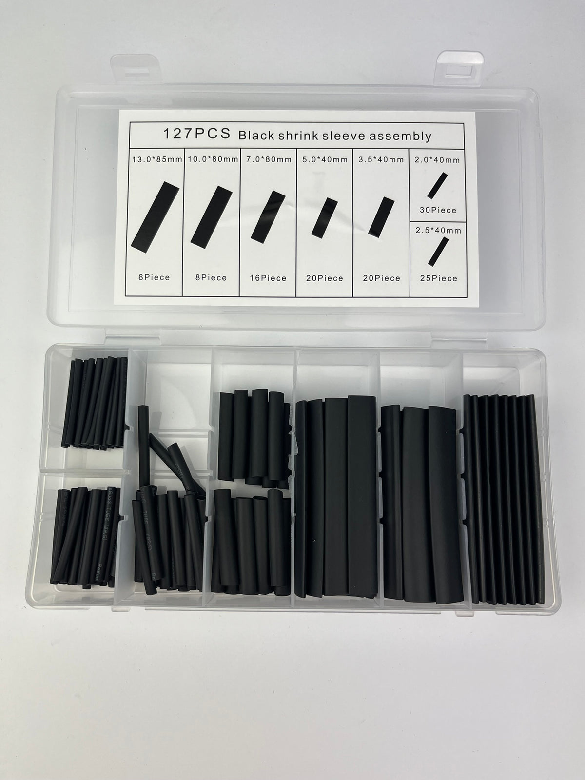 Schrumpfschlauch Sortiment, 127 Stück, 2-13mm