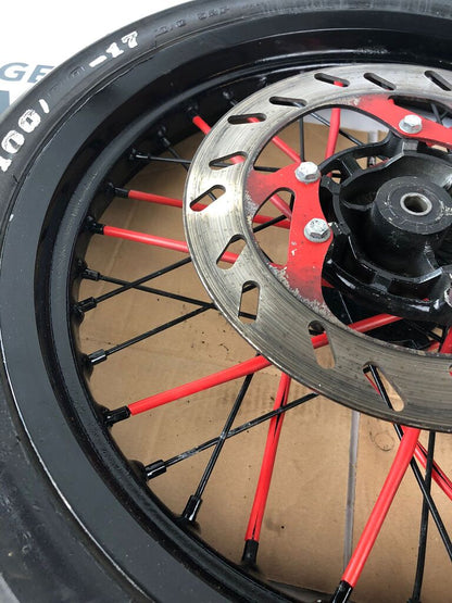 vordere Speichenfelge mit Reifen, Derbi/Aprilia/Gilera, 100/80-17, 12mm Achsdurchmesser