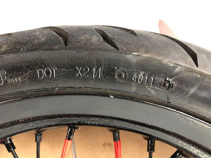 vordere Speichenfelge mit Reifen, Derbi/Aprilia/Gilera, 100/80-17, 12mm Achsdurchmesser