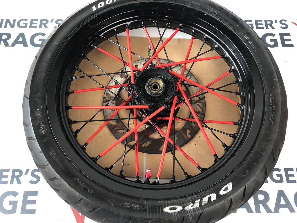 vordere Speichenfelge mit Reifen, Derbi/Aprilia/Gilera, 100/80-17, 12mm Achsdurchmesser