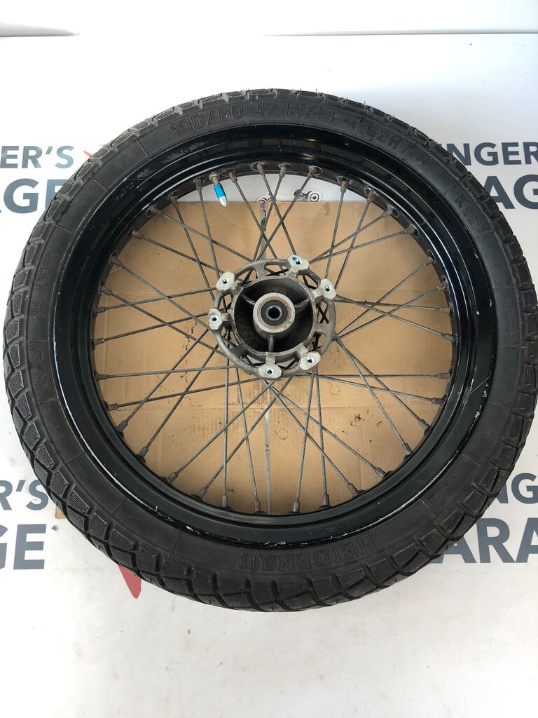vordere Speichenfelge mit Reifen, Derbi/Aprilia/Gilera, 100/80-17, 12mm Achsdurchmesser