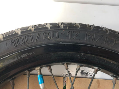 vordere Speichenfelge mit Reifen, Derbi/Aprilia/Gilera, 100/80-17, 12mm Achsdurchmesser