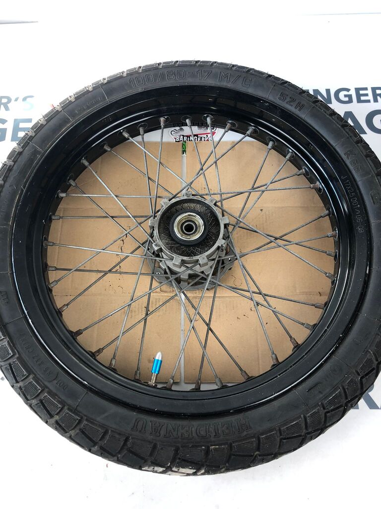 vordere Speichenfelge mit Reifen, Derbi/Aprilia/Gilera, 100/80-17, 12mm Achsdurchmesser
