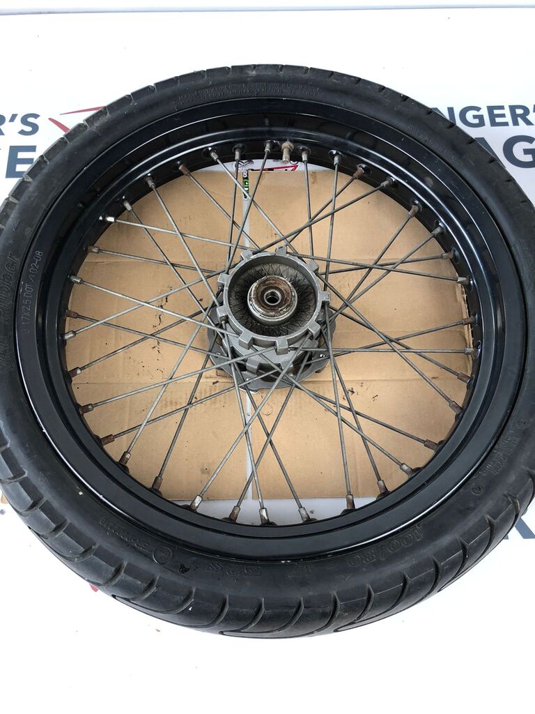 vordere Speichenfelge mit Reifen, Derbi/Aprilia/Gilera, 100/80-17, 12mm Achsdurchmesser