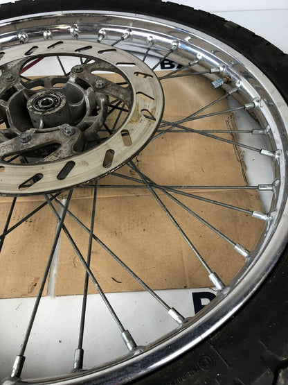 vordere Speichenfelge mit Stollenreifen, Derbi/Aprilia/Gilera, 80/90-21, 12mm Achsdurchmesser