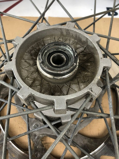 vordere Speichenfelge mit Stollenreifen, Derbi/Aprilia/Gilera, 80/90-21, 12mm Achsdurchmesser