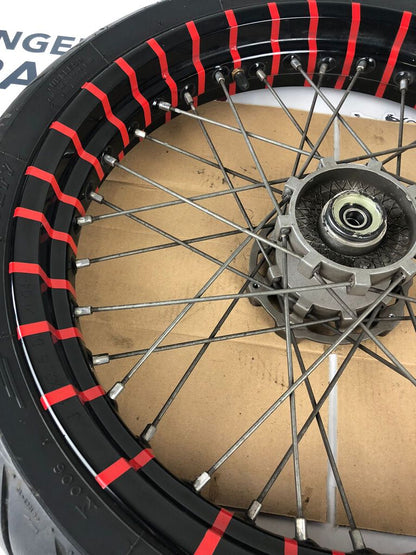 vordere Speichenfelge mit Reifen, Derbi/Aprilia/Gilera, 100/80-17, 12mm Achsdurchmesser