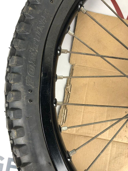 vordere Speichenfelge mit Stollenreifen, Derbi/Aprilia/Gilera, 80/90-21, 15mm Achsdurchmesser