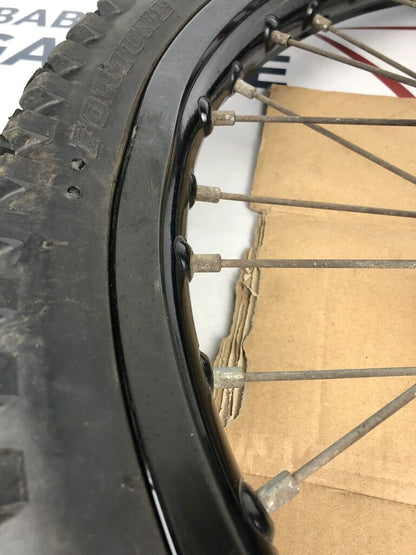 vordere Speichenfelge mit Stollenreifen, Derbi/Aprilia/Gilera, 80/90-21, 15mm Achsdurchmesser